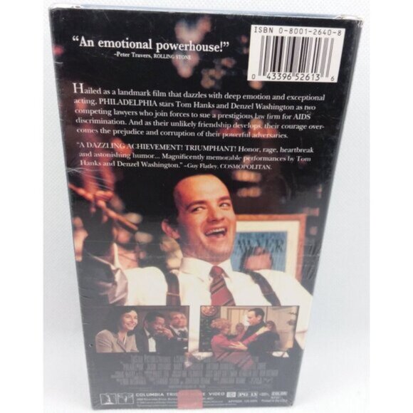 Philadelphia VHS Sealed Tom Hanks Denzel Washington Jonathan Demme Video - Picture 7 of 10